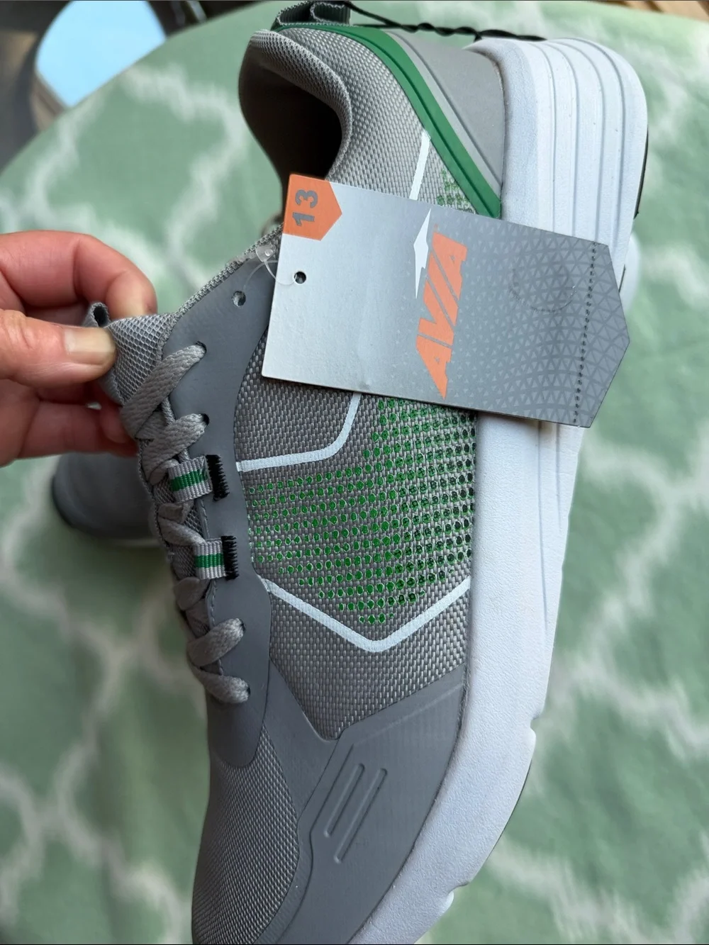 NWT Avia Gray Athletic Sneakers with Green Accents men’s size 13